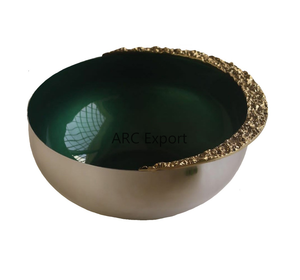 Bol à mélanger décoratif pour la maison en verre et métal, bols de service de luxe, bols de service alimentaire standard en gros, fournitures - Product Image 2