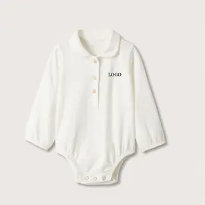 Baju Monyet Bayi Leher Klasik Katun Putih, Baju Monyet Bayi Laki-laki Koleksi Musim Panas Baru Lahir 2022/Baru
