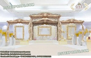 Indian <b>Wedding</b> Double Wooden Mandap Traditional <b>Wedding</b> Golden Mandap Set Decoration <b>Wedding</b> Golden Carved Bollywood Mandap USA - Product Image 5