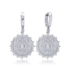 Pendientes colgantes redondos de diseño de ojo, joyería de plata de ley turca hecha a mano, venta al por mayor - Product Image 3