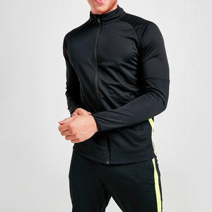 Survêtement de haute qualité pour hommes, ensemble 2 pièces de survêtement à manches longues avec fermeture éclair de couleur noire - Product Image 2