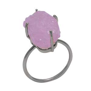 Anillo de piedras preciosas de Calcedonia Rosa áspera genuina, joyería chapada en oro de Plata de Ley 925 sólida. Fabricado por Casa De Plata - Product Image 4