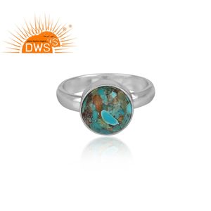 รอบตัดธรรมชาติโบลเดอร์เทอร์ควอยซ์พลอย Spilt วงแหวน925เงินสเตอร์ลิงแหวนหมั้นเครื่องประดับผู้ผลิต - Product Image 2