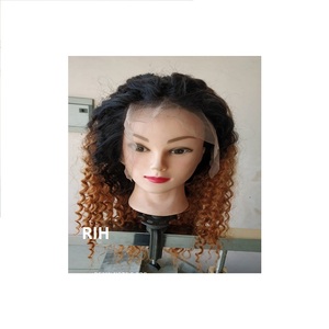 Resalte la cutícula cruda alineada sin procesar Ombre pelucas rizadas profundas de longitud larga suave y sedoso 13x4 encaje humano malasio cabello suave - Product Image 1