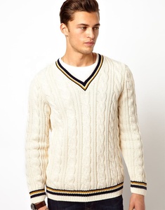 เสื้อคาร์ดิแกนไหมพรมถักลายทางสำหรับผู้ชาย เสื้อสเวตเตอร์แบบสวม คอวี แขนยาว แห้งเร็ว ไม่เป็นขุย ผลิตตามแบบ ODM สำหรับฤดูหนาว - Product Image 4