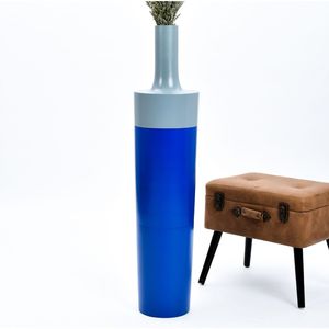 Vase de sol moderne bleu-gris en métal, support pour plantes, résistant à l'eau, pot décoratif d'intérieur - Product Image 1