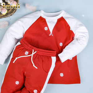 Conjunto de ropa para niños con diseño de béisbol bordado con estampado informal largo OEM ODM, conjunto de ropa Babeeni con certificado de OEM, modelo de babeeni, certificado por el fabricante de ropa de niños, certificado por el fabricante de artículos de moda, modelo 2000, 2000 y 2000 - Product Image 2
