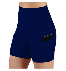 Pantalones cortos elásticos de cintura alta para mujer, de tela tejida personalizada, para verano e invierno - Product Image 3