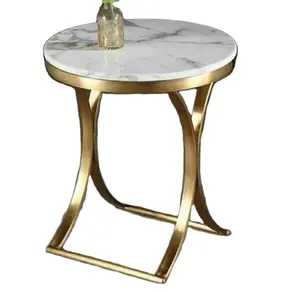 Table d'appoint Barstow en marbre finition dorée Table basse d'appoint