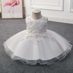 Robes de demoiselles d'honneur en tulle MQATZ en promotion, robes mignonnes pour bébés avec appliques en dentelle, robes de cérémonie pour petites filles - Product Image 1