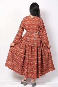 Bloque de mano floral impreso Anarkali Long Kurti transpirable impermeable algodón puro de talla grande para adultos maternidad mujeres - Product Image 2