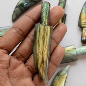 Cuchillo de bolsillo de labradorita natural, con clip para cinturón y cuchillo para máquinas de piedra, tamaño de bolsillo, piedra de afilar, cabujón Suelto - Product Image 6