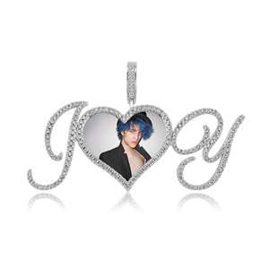 Kalung liontin foto hati kursif I <span class=keywords><strong>Love</strong></span> You kustom Aksesori mode kalung dengan lebar <span class=keywords><strong>Font</strong></span> - Product Image 4