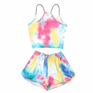 Rainbow Designed Crop top with biker Short Sets Summer arrival Fashionable Sports wear Outfits - Product Image 3