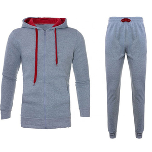 Ensemble de survêtement deux pièces personnalisé pour homme avec logo brodé, couleur gris, motif personnalisé, veste et pantalon, collection 2022, vente en gros - Product Image 3