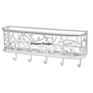 Classique élégant 7 niveaux fait à la main fantaisie fil mur panier noir poudre enduit fer panier de rangement décoratif cuisine mural - Product Image 6