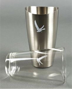 Blue Insulated Cocktail Shaker Set with Geometric Pattern and Stainless Steel Jigger for Beverage Mixing - Product Image 6
