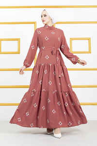 Waist Belted Veiling Dress Islamic <b>Clothing</b> <b>Turkish</b> Dresses Modest Fashion Abaya Tunic Hijab Modest Dress - Product Image 4