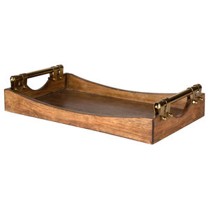 Ustensiles de cuisine design moderne vaisselle de table plateau de service en bois avec poignées en métal plateau de service pour collations sucrées et desserts à bas prix - Product Image 3