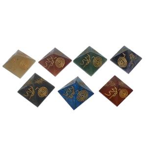 Wholesale Natural 7 Chakra Stone <b>Sets</b> Custom Gem <b>Crystals</b> Healing Semi-Precious Agate Chakra Pyramids Gifts Crafts - Product Image 3