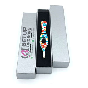 แหนบถอนคิ้วสแตนเลสปลายเงินมืออาชีพพร้อมกระดาษเคลือบดอกไม้เครื่องมือเสริมความงามกำหนดโลโก้ได้เอง - Product Image 1