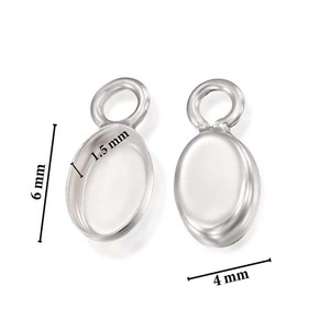 Collet en argent sterling 8X10 MM lunette ovale breloque tasse composant noir coulée de métal pour pendentif trouver la fabrication de bijoux purs - Product Image 2