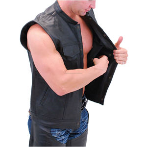 Chaleco personalizado para motocicleta, chaleco negro de cuero genuino con logotipo personalizado, para exteriores, Touring Racing - Product Image 2