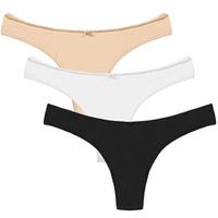 Celana Dalam Wanita Model Thong Bahan Spandex/Katun Oxford Ramah Lingkungan Bernapas dengan Aplikasi Bulu, Kontrol Ringan, Tipis