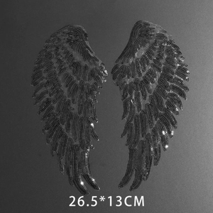 Fine <b>Rainbow</b> Feather <b>Wings</b> Sequin Dreamy Sew Iron on Patches Embroidered Badges for Clothes DIY Appliques Craft Decor - Product Image 2