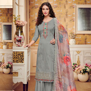 ผ้าไหมสไตล์ anarkali แขนยาวทำจากผ้าไนลอนของผู้หญิงอินเดีย - Product Image 1