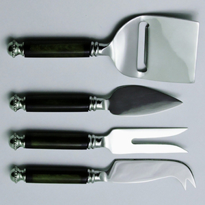 Couverts à manche en corne noire naturelle Type de couteau à fromage en acier inoxydable Lot de 4 (couteau uniquement) Couverts en acier inoxydable de haute qualité - Product Image 6