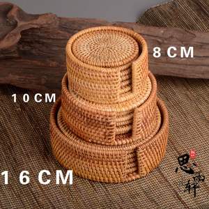 Vente de gros Dessous de verre en rotin fait à la main avec support Dessous de verre en rotin Set Vintage Rustique pour vaisselle - Product Image 5