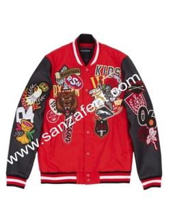 Sanzaf las empresas varsity chaqueta varsity mangas de cuero - Product Image 1