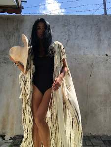 Attrayant Tie Dye coton longue Kimono robe portefeuille Boho dame tenue de soirée vacances couvrir Sexy Resort porter des femmes Collection OEM - Product Image 2