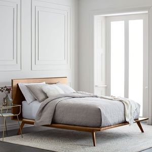 Ensemble de lit King Size en bois massif de style moderne américain du milieu du siècle, nouveau design, meubles en bois massif pour la chambre à coucher - Product Image 1