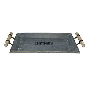 Rustic Vintage Galvanized Serving Tray Inexpensive Table Ware Iron Serving Platter Customized Shape Best Galvanized Serving Dish - Product Image 1