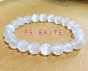 Selenite Beaded <b>Bracelet</b> Natural White Crystal Stretch <b>Bracelet</b> Spiritual Energy Jewelry Thoughtful Gift for Everyday Wear - Product Image 3