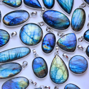 Anillo de labradorita azul de 5 kg, luz colgante industrial, de plata de ley, colgante de ópalo - Product Image 5