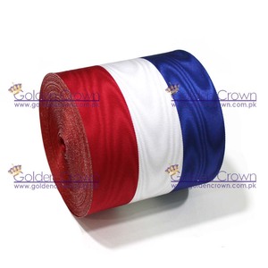 French Sash Grosgrain <b>Ribbon</b> Masonic Moire Inauguration Tricolore Solid Color Polyester Double Face Embossed for Garment - Product Image 1