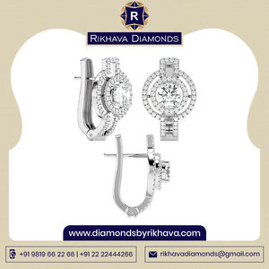 Pendientes de diamantes de diseño clásico de oro blanco puro de 14 quilates, directo del fabricante - Product Image 2