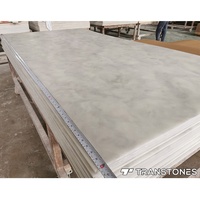 Panneau mural de douche en acrylique 5 mm, placage de pierre translucide gris, pierre artificielle, prix d'usine, carreaux imitation quartz