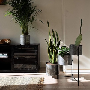 Customisable Metal Set of 3 large hinged galvanised <b>planters</b> perfect for decor and lasts <b>long</b> - Product Image 6