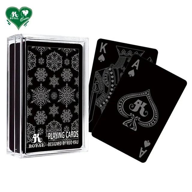 Carte da gioco da Poker con design grafico a fiocco di neve con vernice speciale in plastica nera