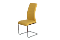 Chaise de salle à manger confortable en forme de Z avec revêtement en cuir et base plaquée
