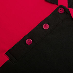 Polo de manga corta para hombre, Camisa de algodón de retales con logotipo personalizado bordado, color bloque - Product Image 6