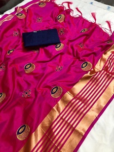 Kanchipuram Saris Seda Fiesta Desgaste Boda Indio Último Diseñador Mujeres Desgaste Sari con Blusa Banarasi Algodón Seda Telas Suaves Alfanumero - Product Image 6