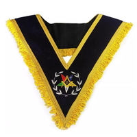 Magnifique Régalia Maçonnique Ordre de l'Étoile de l'Orient Tablier Collier Écharpes OES avec Tissu Brodé
