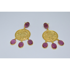 Pendientes de aro con piedra de Latón chapado en oro para niñas y mujeres - Product Image 2