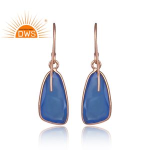 ต่างหูห้อยประดับพลอยแคลเซโดนีสีขาวทรงเหลี่ยม ดีไซน์ทันสมัย ชุบทองคำสีกุหลาบ เงินแท้ 925 เหมาะสำหรับเป็นของขวัญในงานปาร์ตี้ - Product Image 3