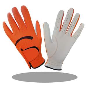 Guante de golf de piel de oveja Cabretta completo personalizable BR Corporation GF031 transpirable cómodo naranja espalda blanca Palma para - Product Image 1